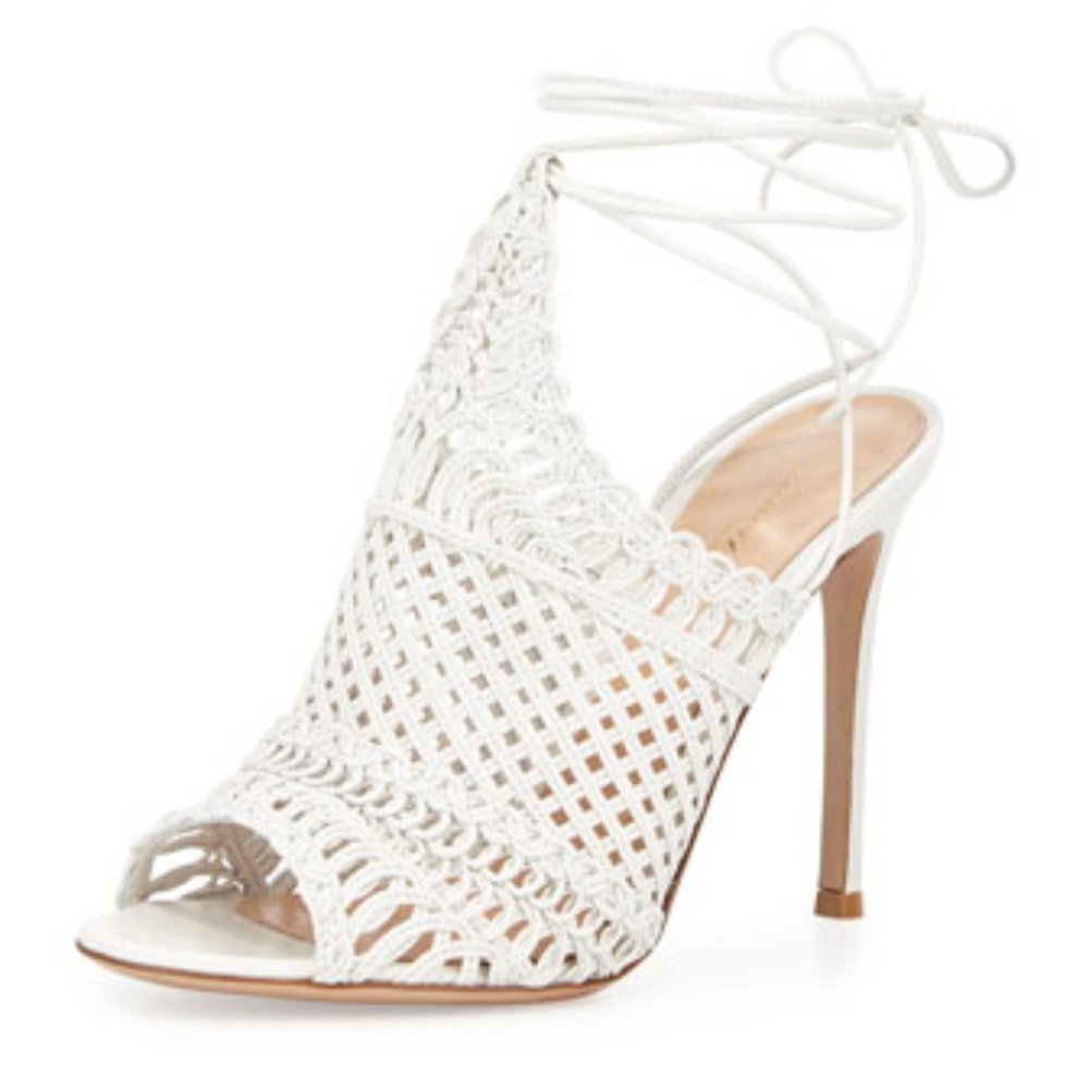 Gianvito Rossi Allyson Leather Woven Net Sandal